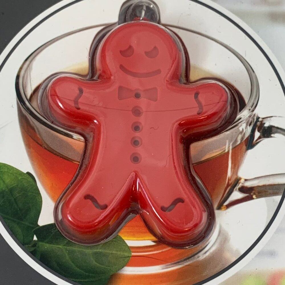 Tovolo Tea Infuser Gingerbread Man Shape Christmas Holiday with Chain
